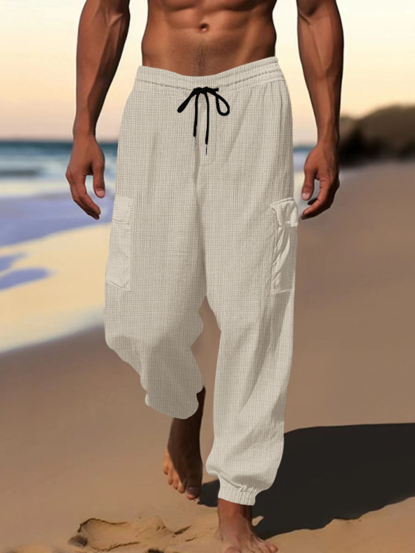 Men's Full Size Drawstring Joggers with Pockets Plus Size