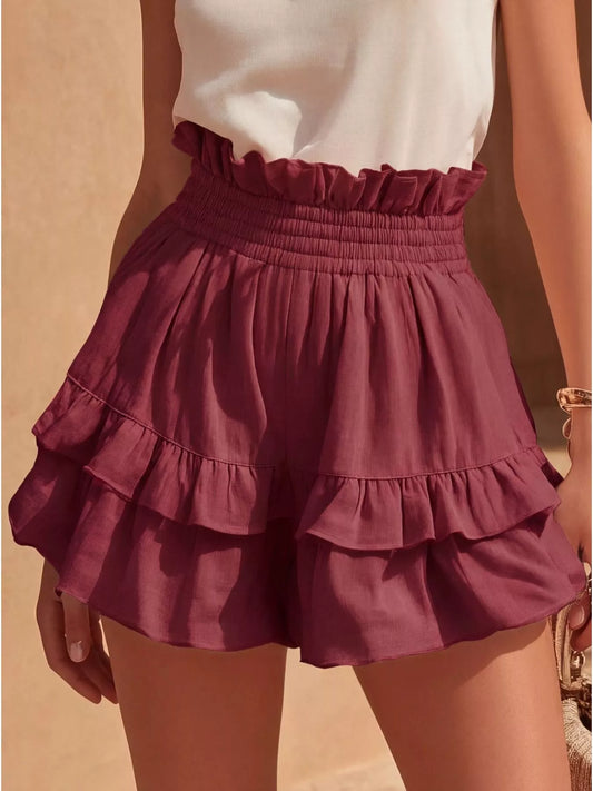 Full Size Ruffled High-Waisted Shorts Plus Size