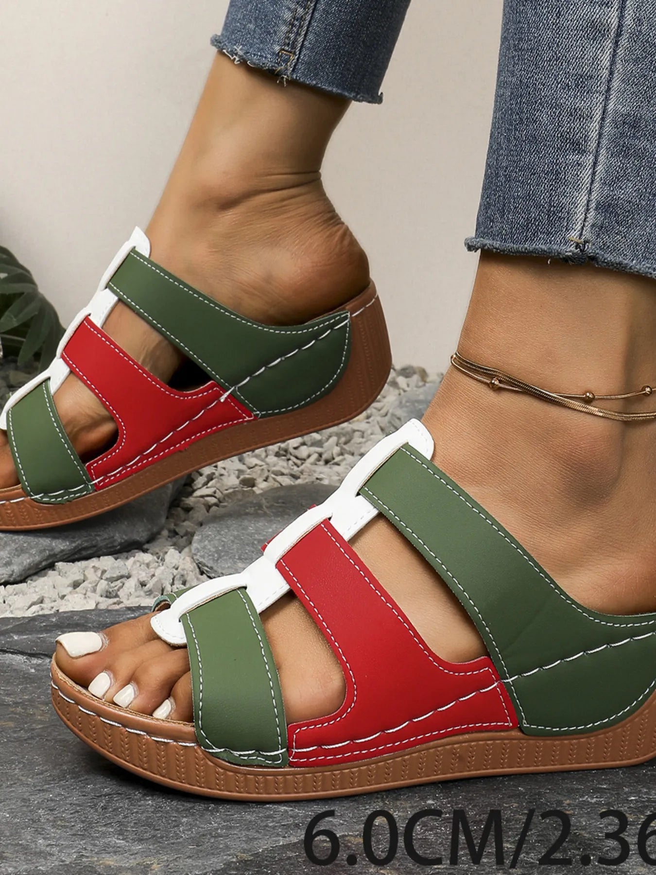 Contrast Cutout Open Toe Sandals
