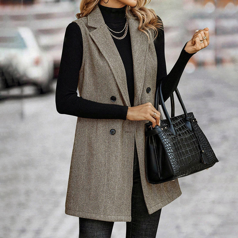 Women's Sleeveless Blazer Vest, Trendy Fall Winter Business Casual Cardigan (See size chart where applicable)