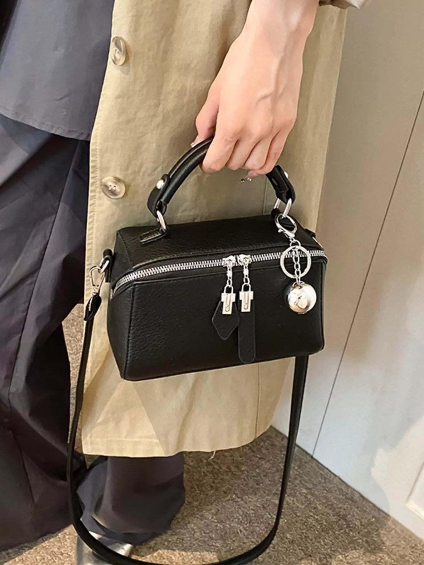 Textured Leather Handbag