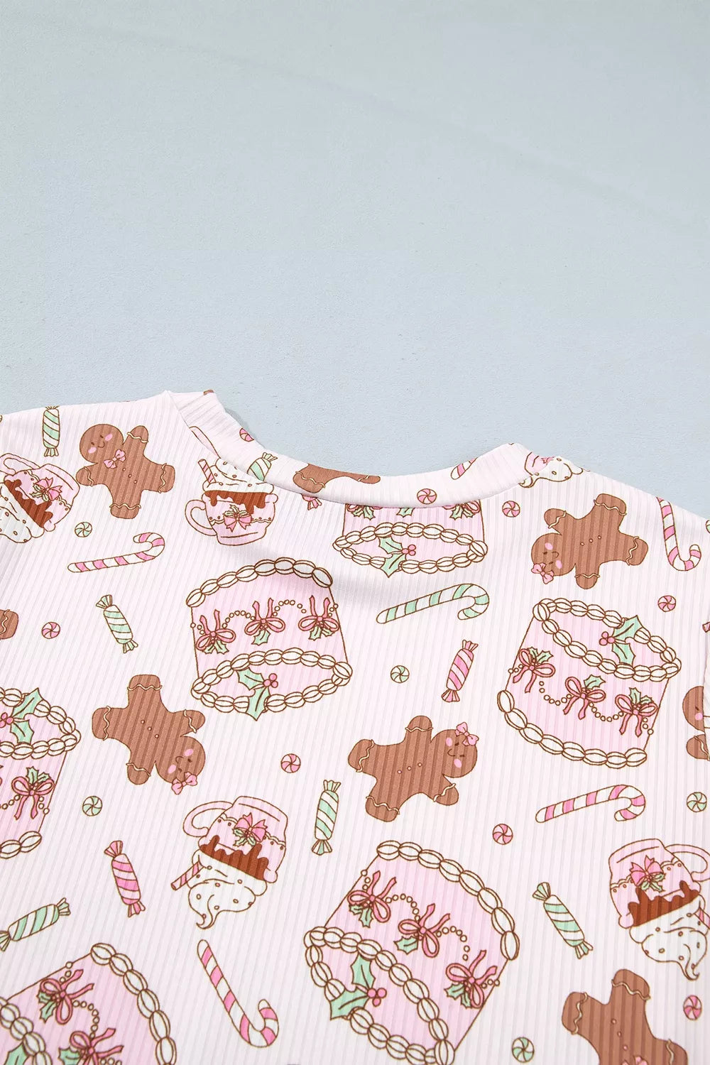 Abstract Christmas Print Long Sleeve Two Piece Lounge Set