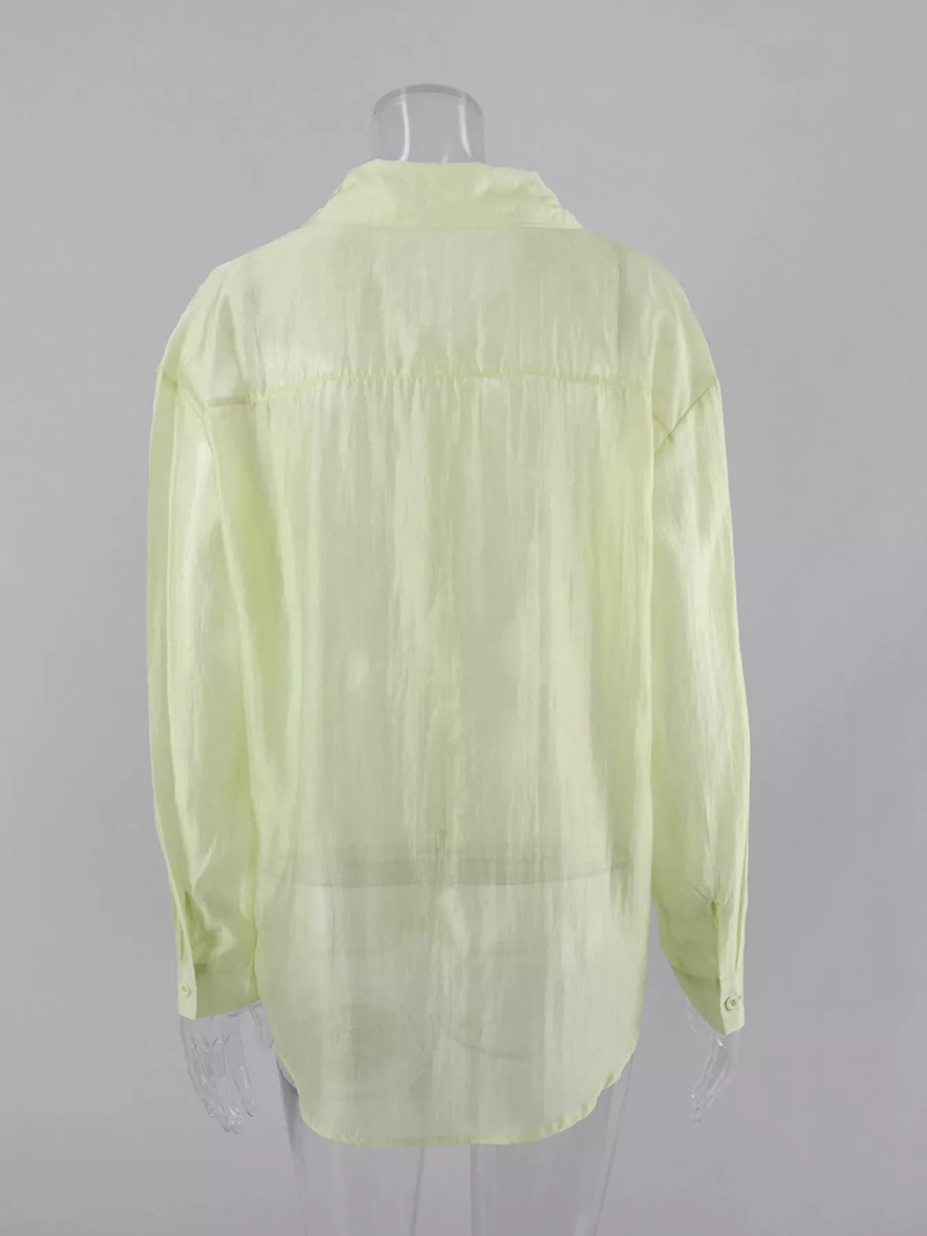 Sheer Oversized Button-Up Shirt