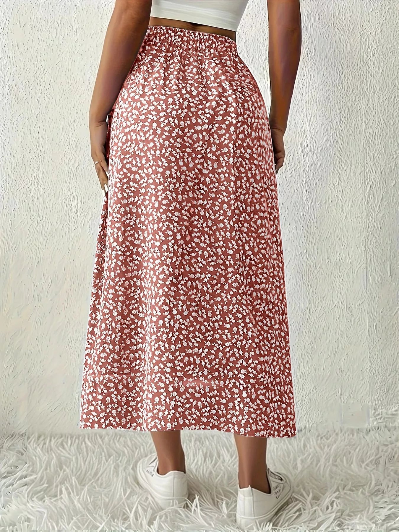 Slit Printed Skirt