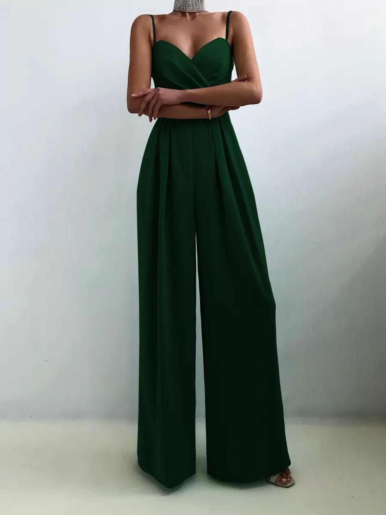 Full Size Spaghetti Strap Wide Leg Jumpsuit Plus Size