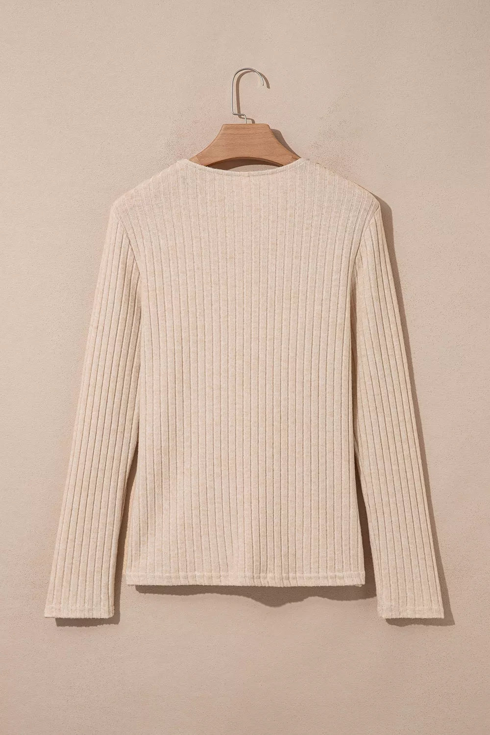 Ribbed Cowl Neck Long Sleeve Top