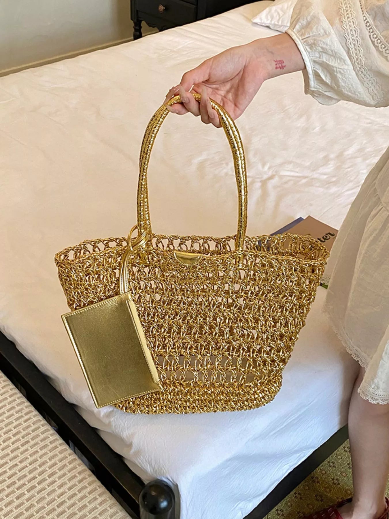 Woven Straw Tote Bag