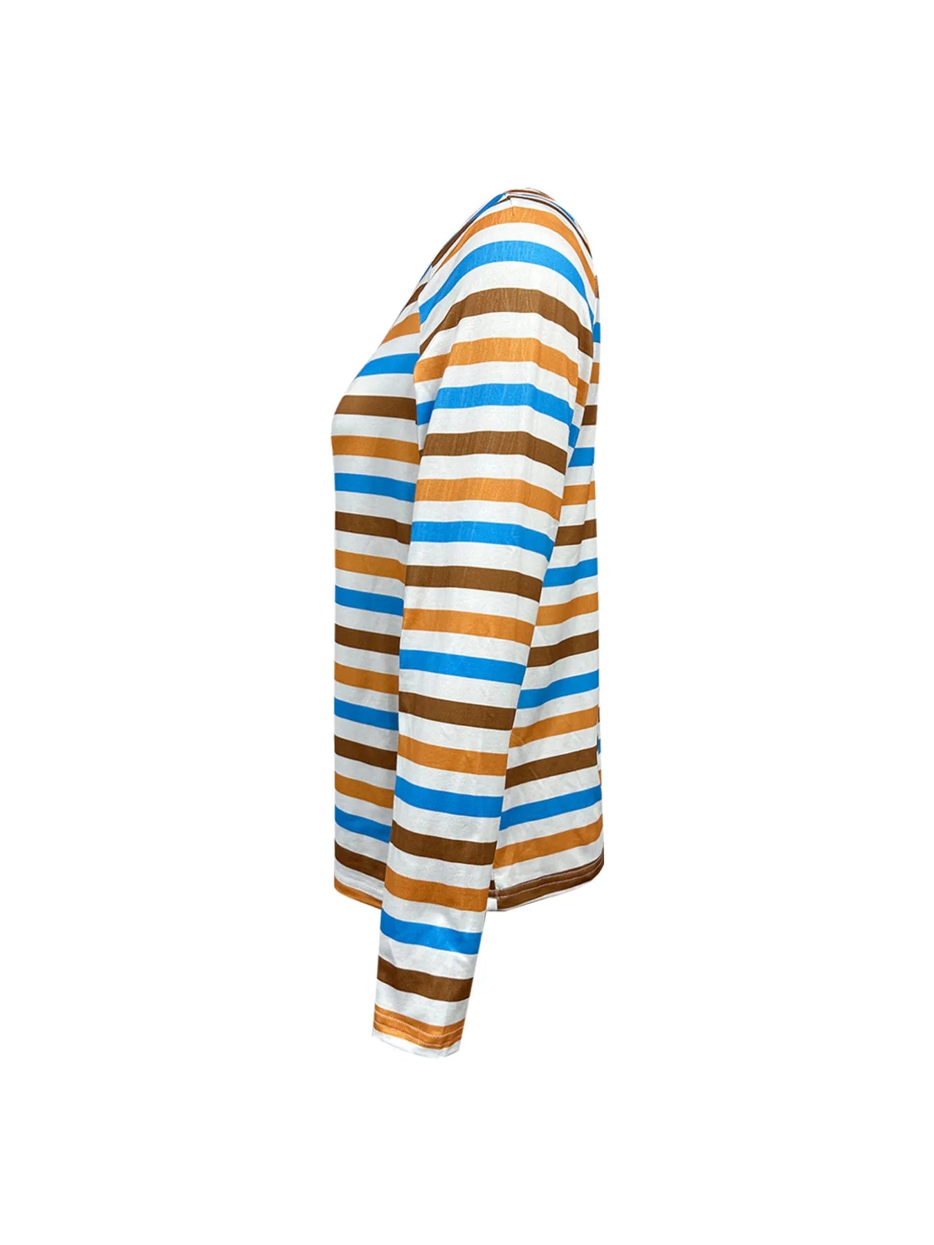 Full Size Striped Long Sleeve Casual Top Plus Size