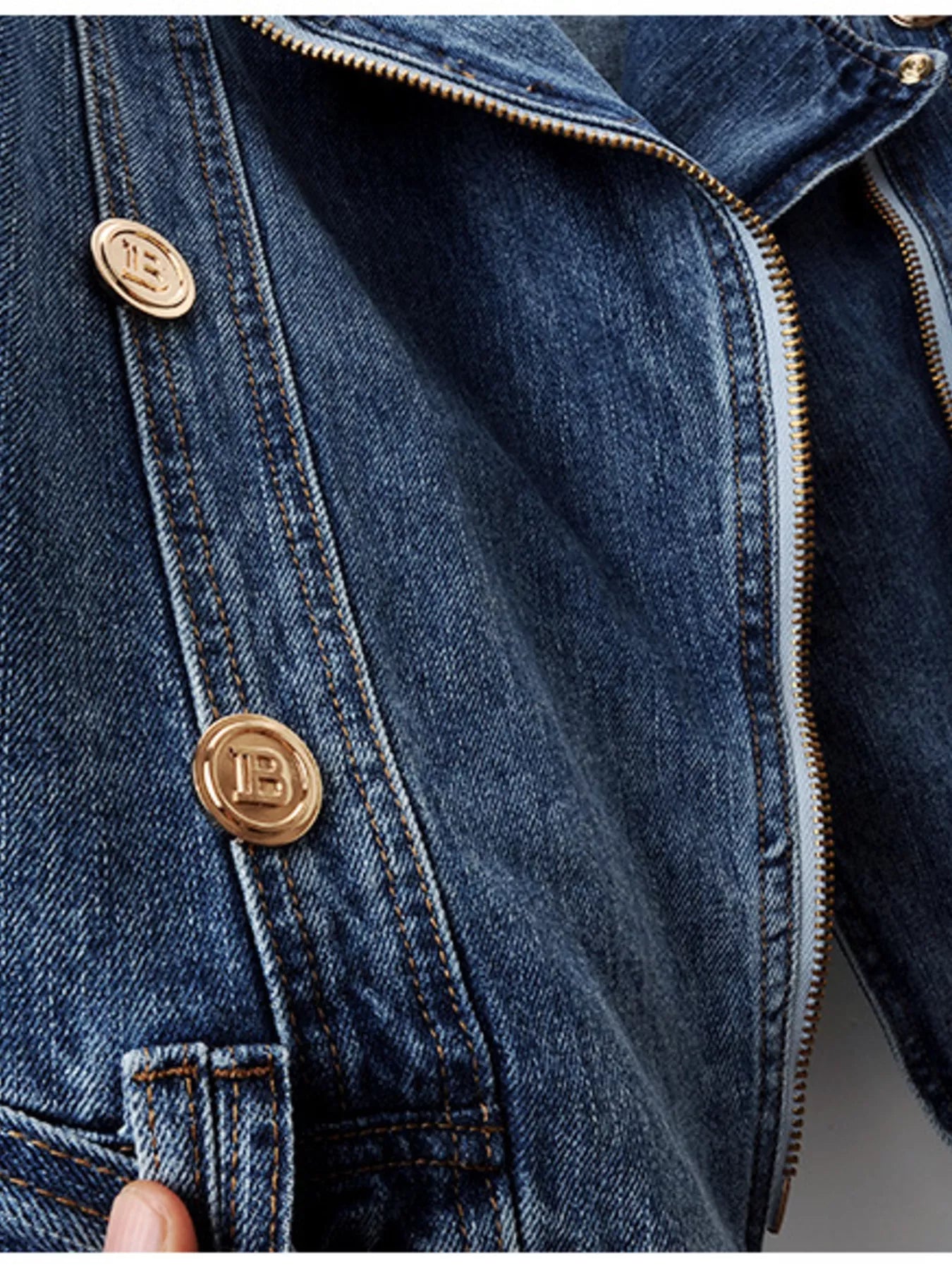 Asymmetrical Zip Denim Jacket
