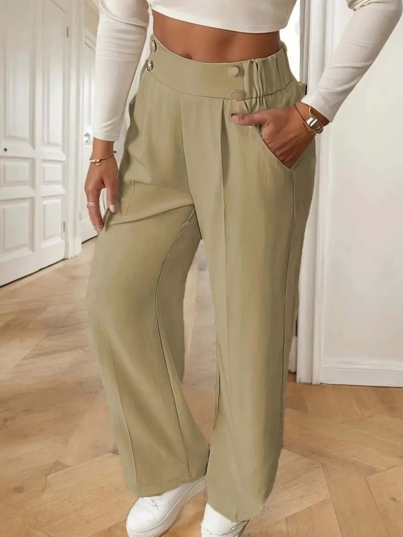 Full Size High-Waisted Wide-Leg Pants Plus Size