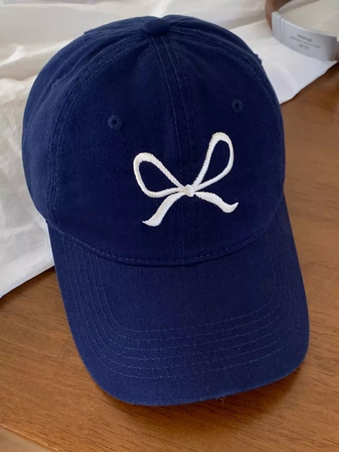 Embroidered Bow Baseball Cap