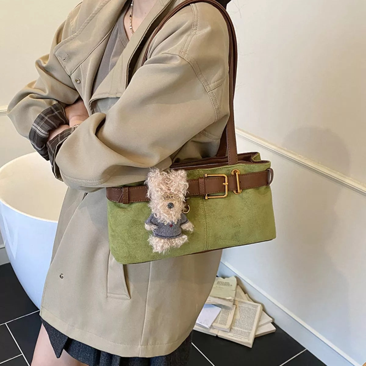 Buckle Decor Shoulder Bag