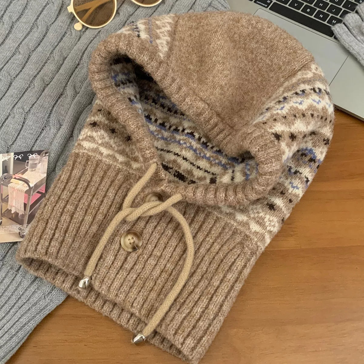 Drawstring Knitted Hat