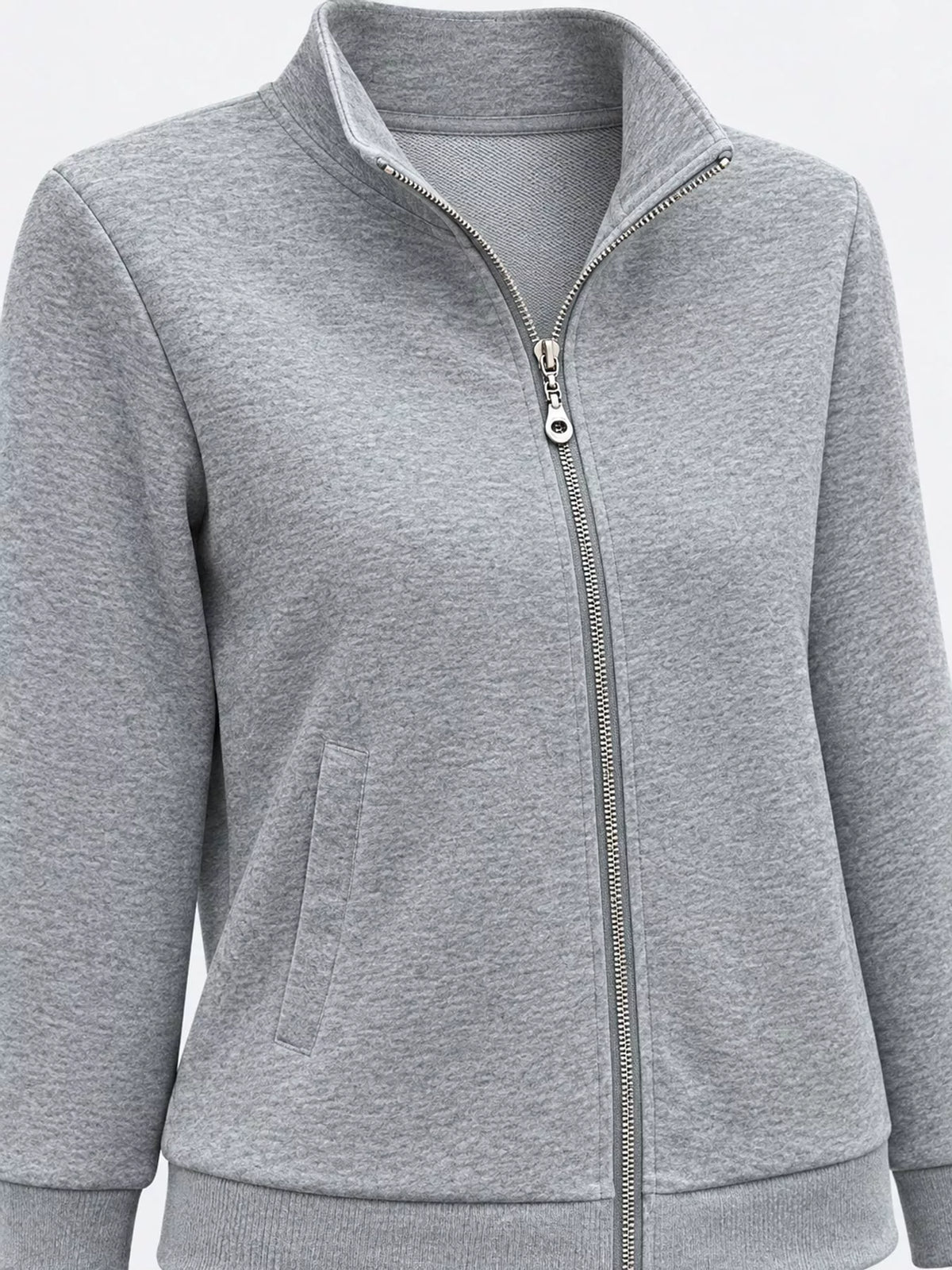 Full Size Stand-Collar Zip-Up Sweatshirt Plus Size