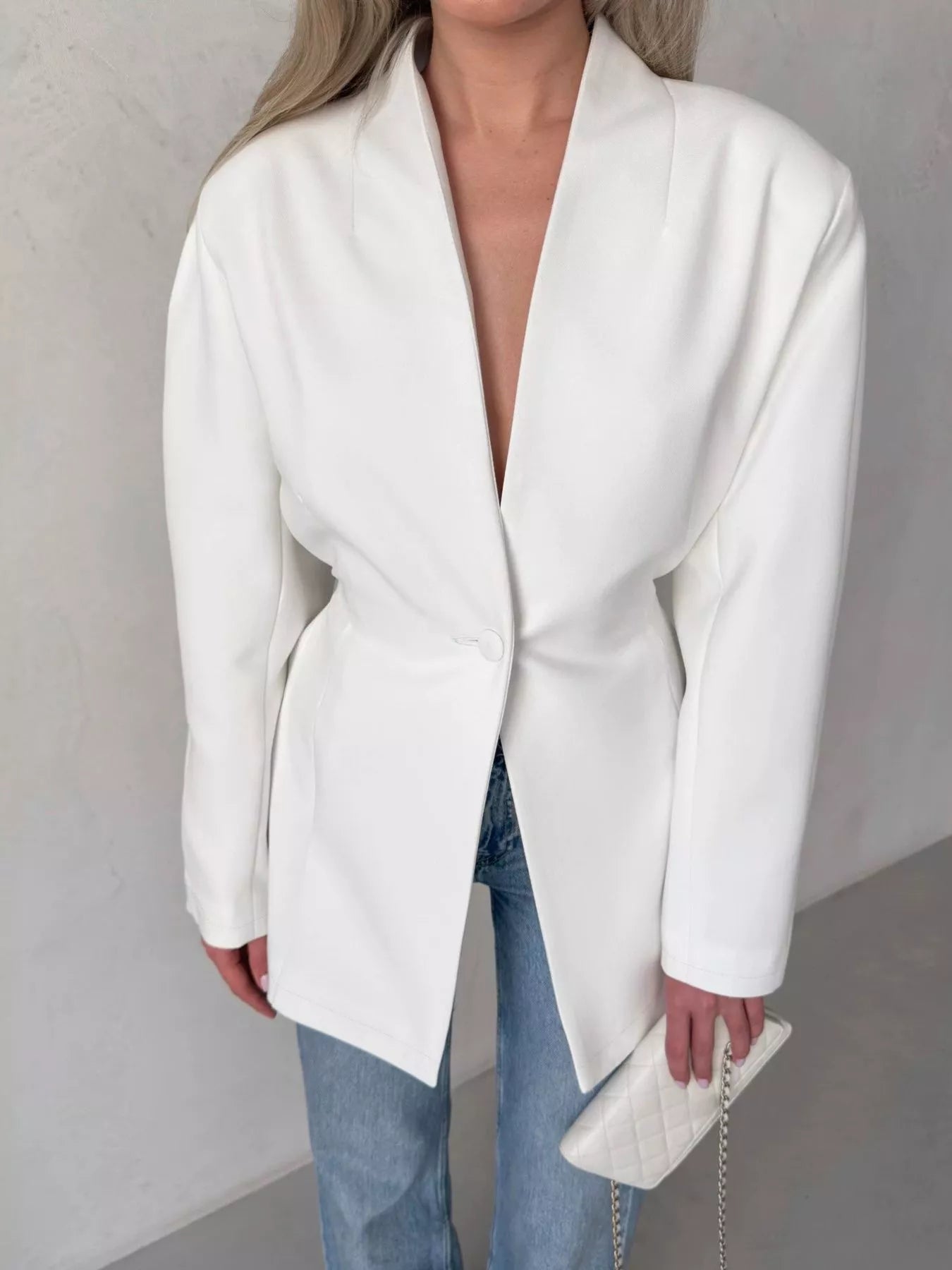 One Button Long Sleeve Blazer
