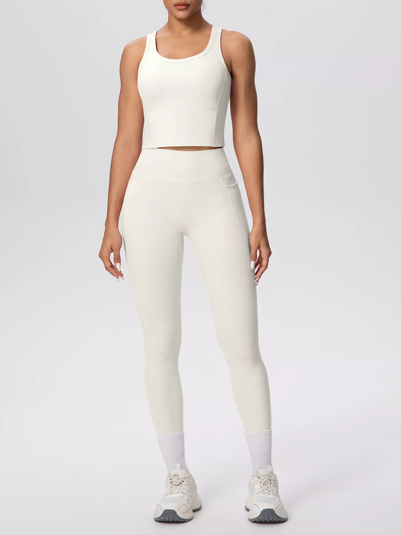 Scoop Neck Tank and High-Waisted Leggings Active Set