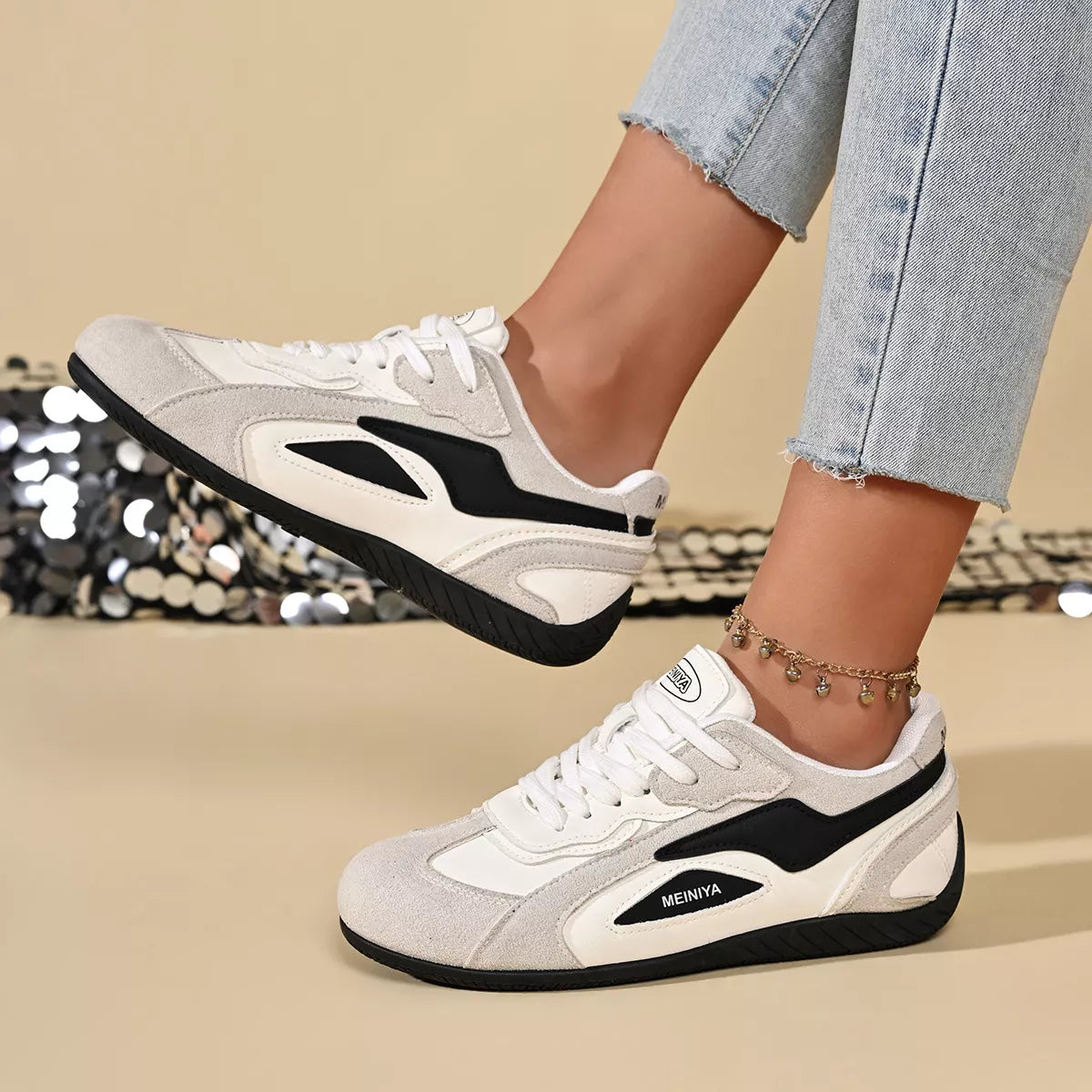 Round Toe Lace Up Sneakers