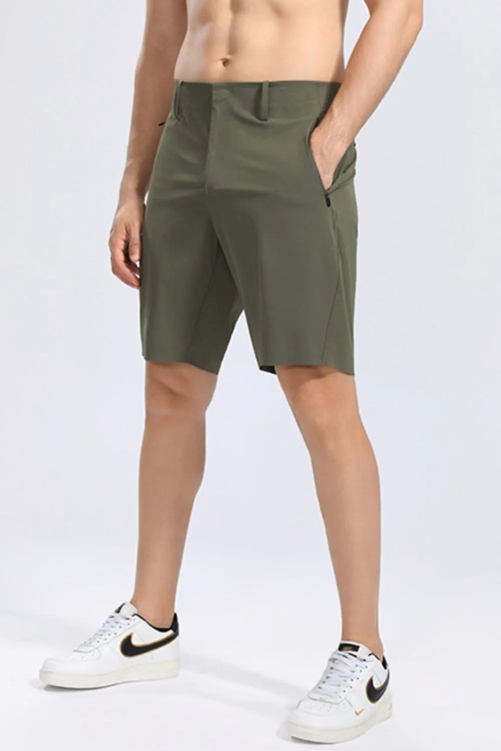 Men's Plus Size Side Zip Detail Shorts
