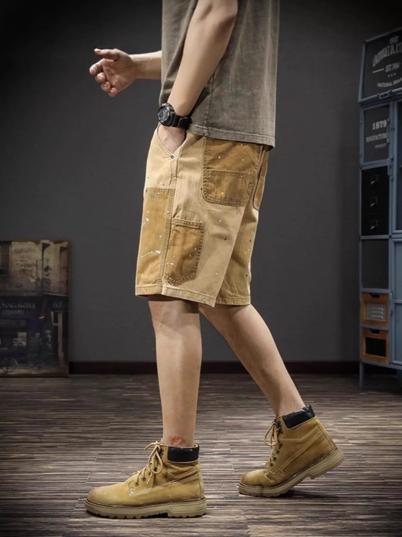 Men's Paint Splatter Cargo Shorts