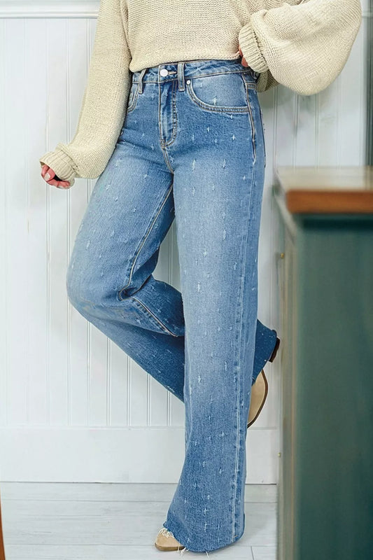 Distressed Detail Tummy Control Raw Hem Jeans