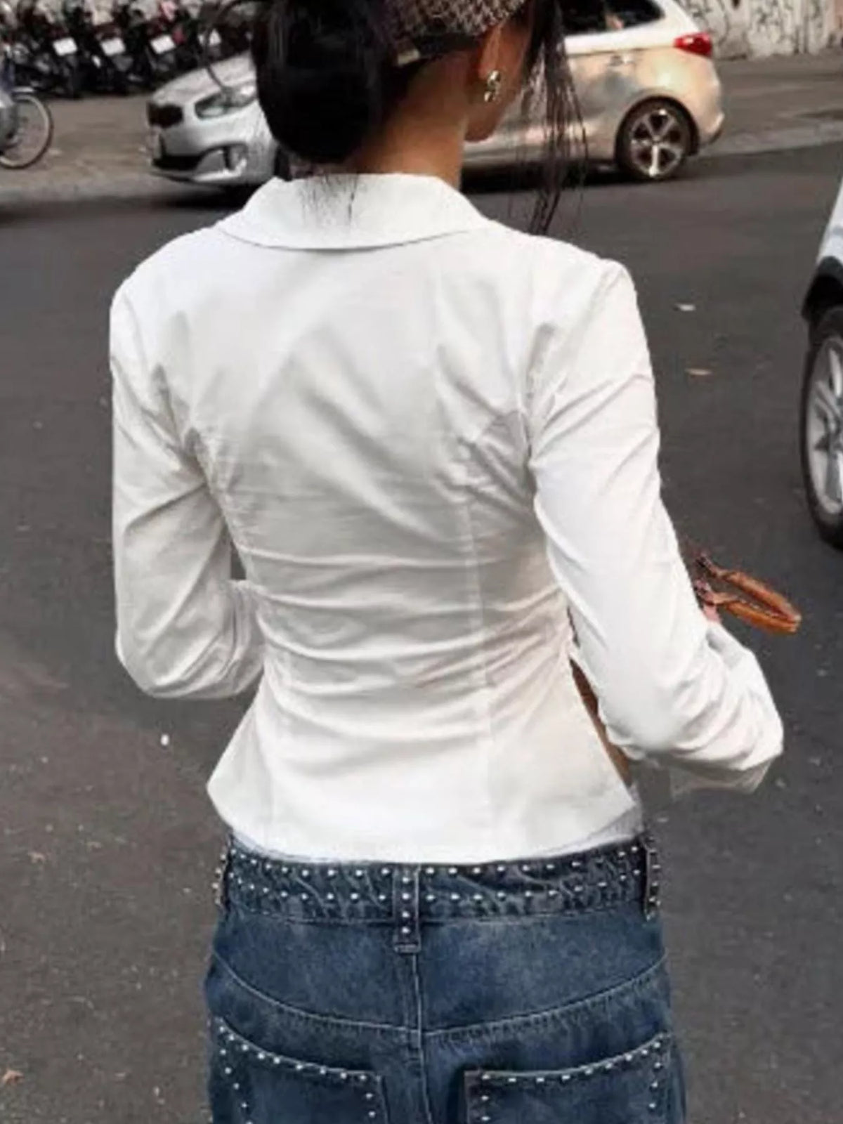 Slim-Fit Tie Front Long Sleeve Shirt