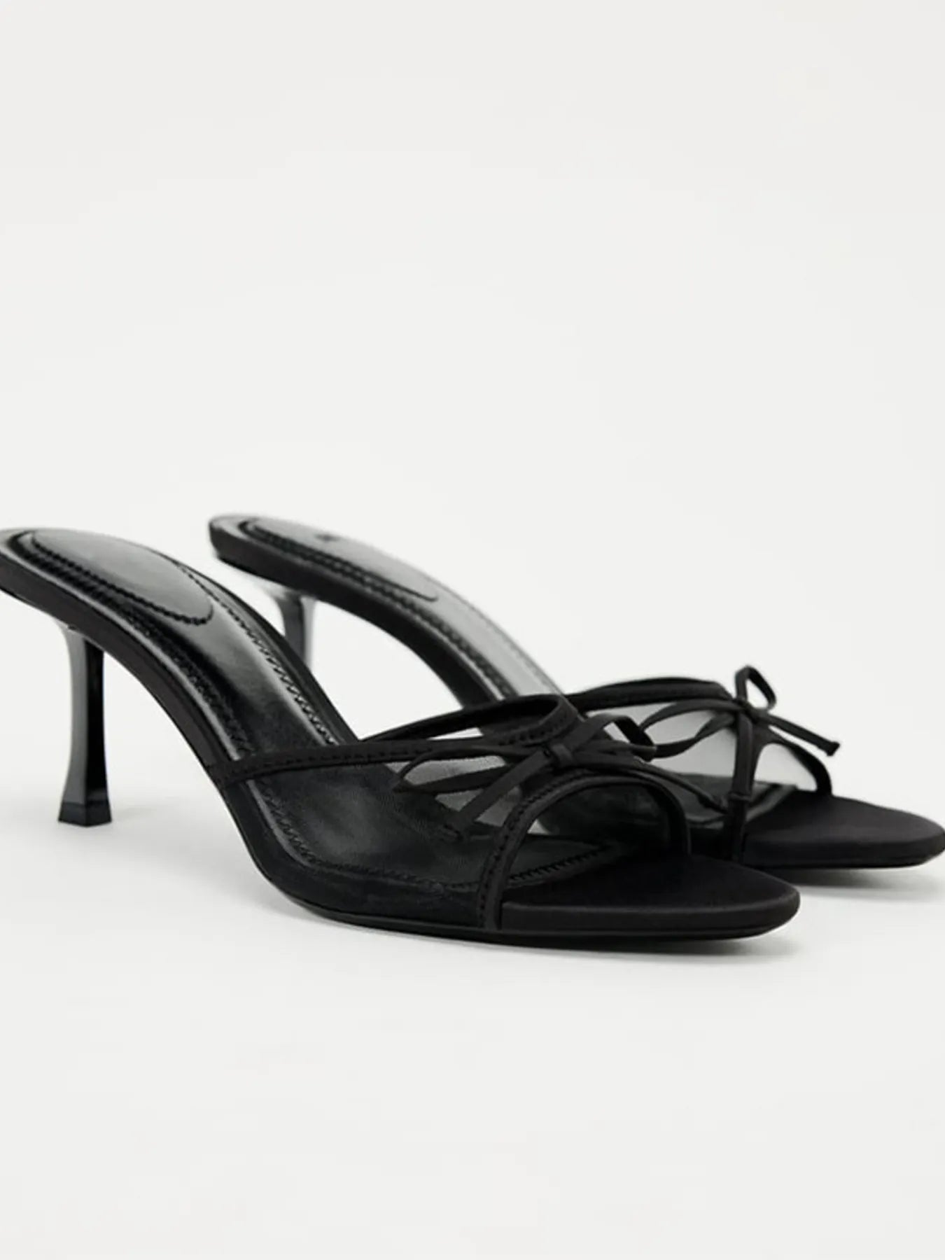 Bow Detail Stiletto Heel Mule Sandals
