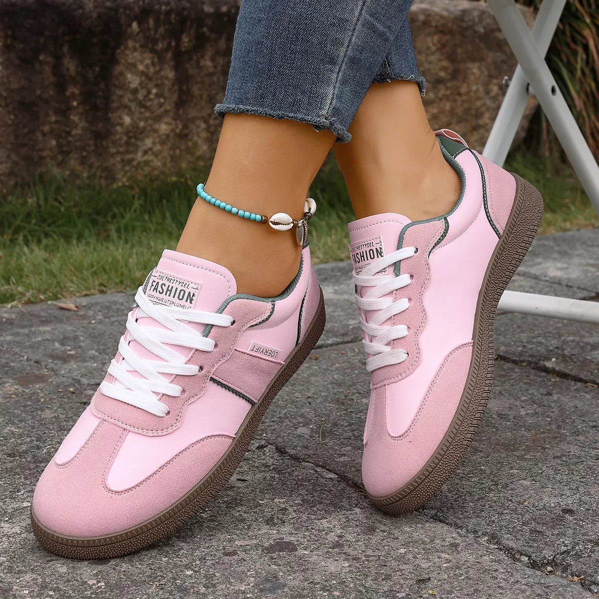 Round Toe Lace Up Sneakers