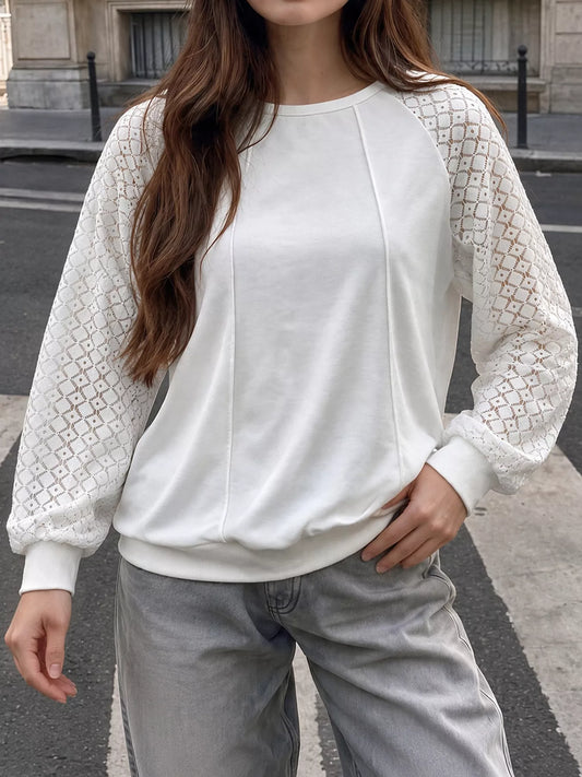 Lace Raglan Sleeve Sweatshirt