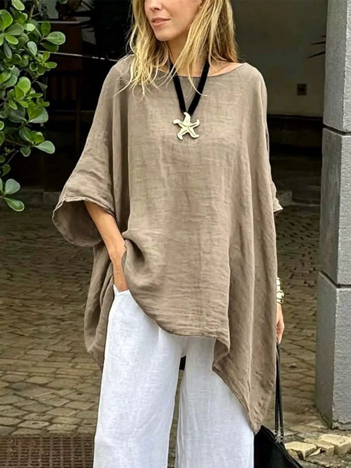 Full Size Loose Fit Asymmetrical Hem Top Plus Size