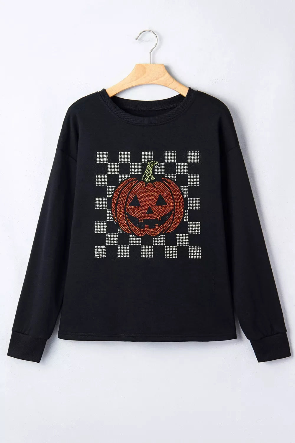 Rhinestone Pumpkin Long Sleeve Sweatshirt