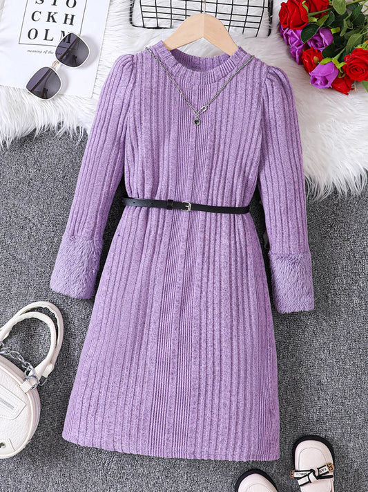 Children's Ribbed Knit Long Sleeve Dress