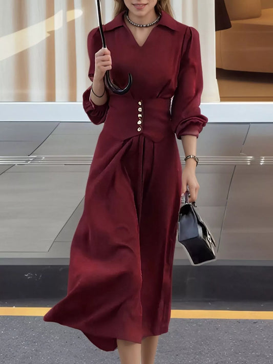 Johnny Collar Long Sleeve Dress