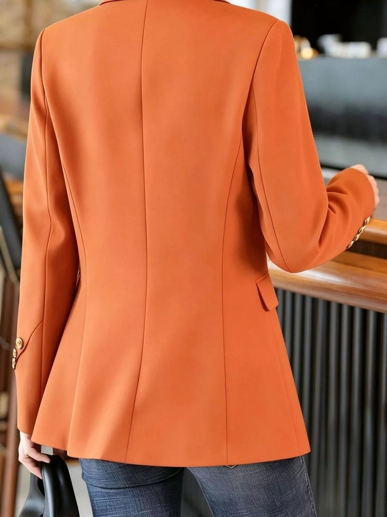 Full Size One Button Lapel Collar Blazer Plus Size