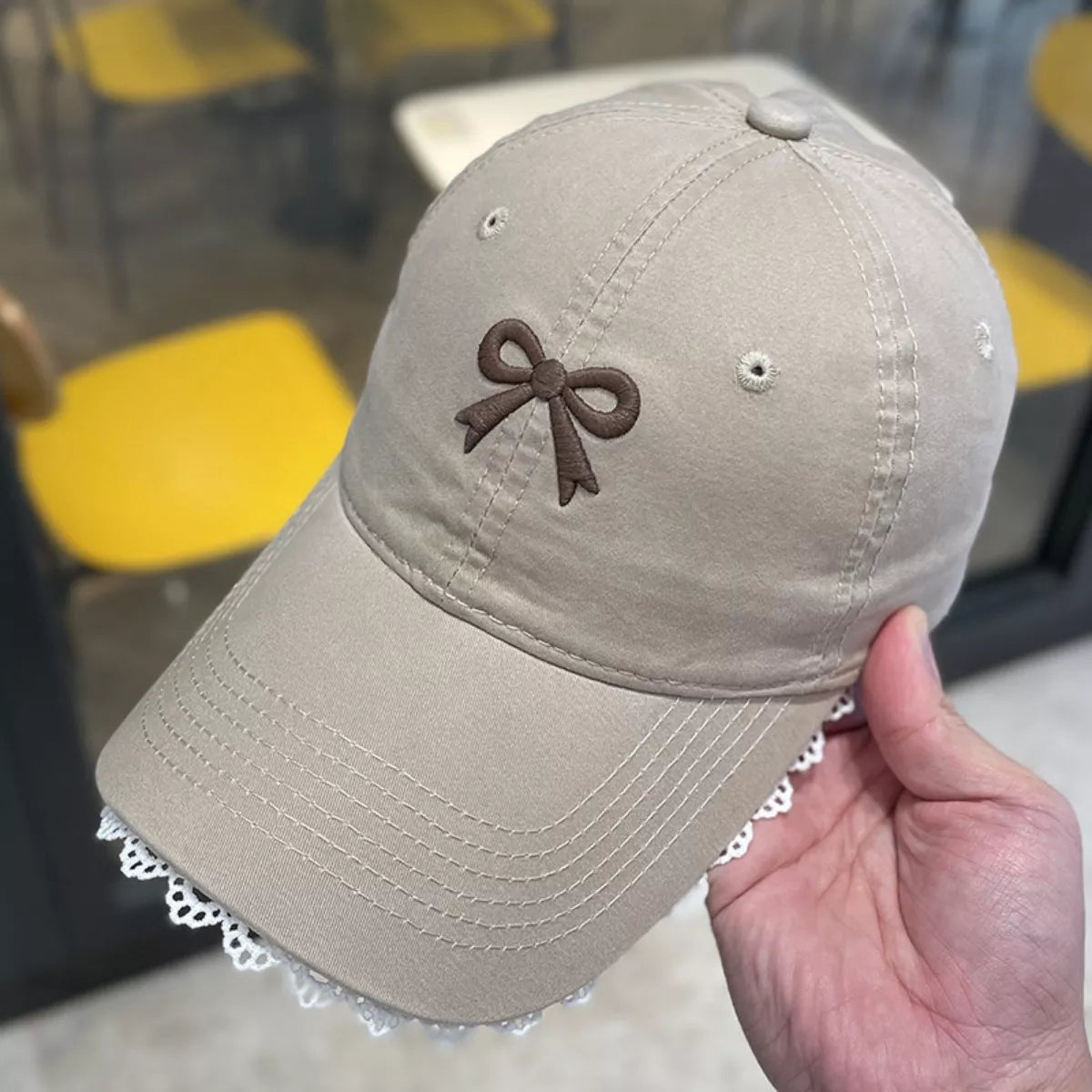 Lace Detail Bow Baseball Cap