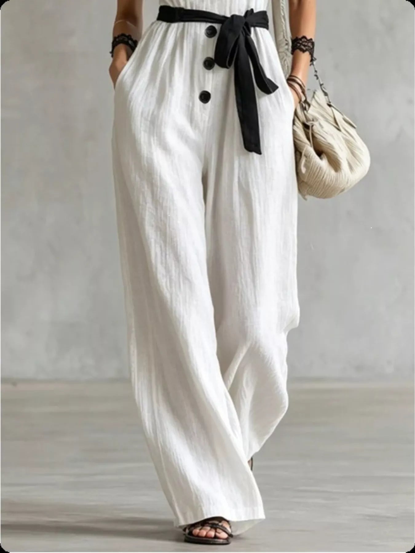 Lace Trim Sleeveless Wide Leg Jumpsuit
