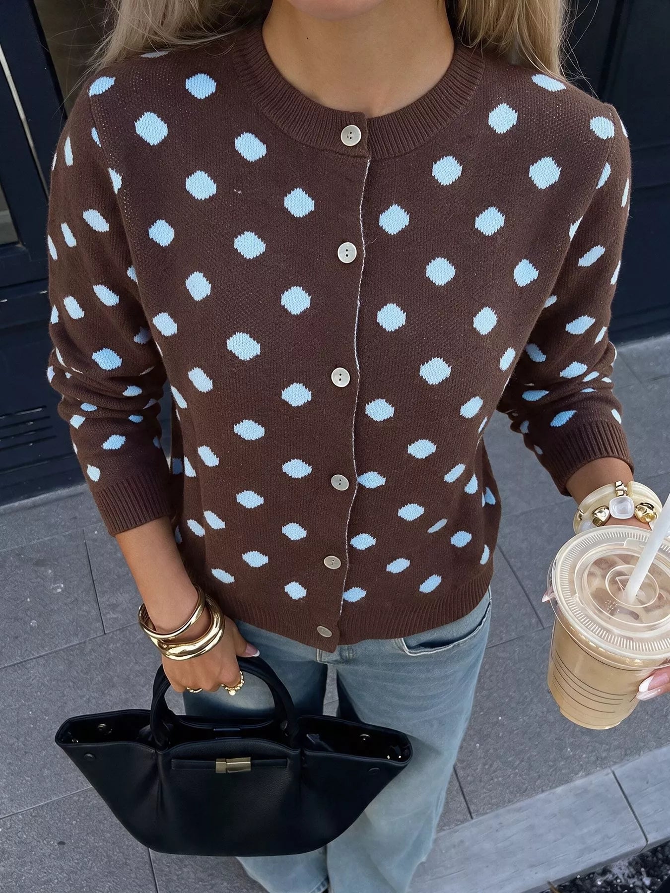 Polka Dot Button Up Cardigan