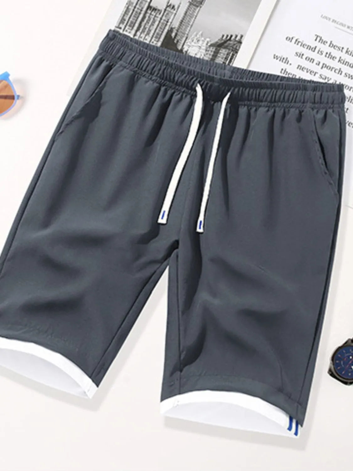 Men's Plus Size Drawstring Shorts with Pockets