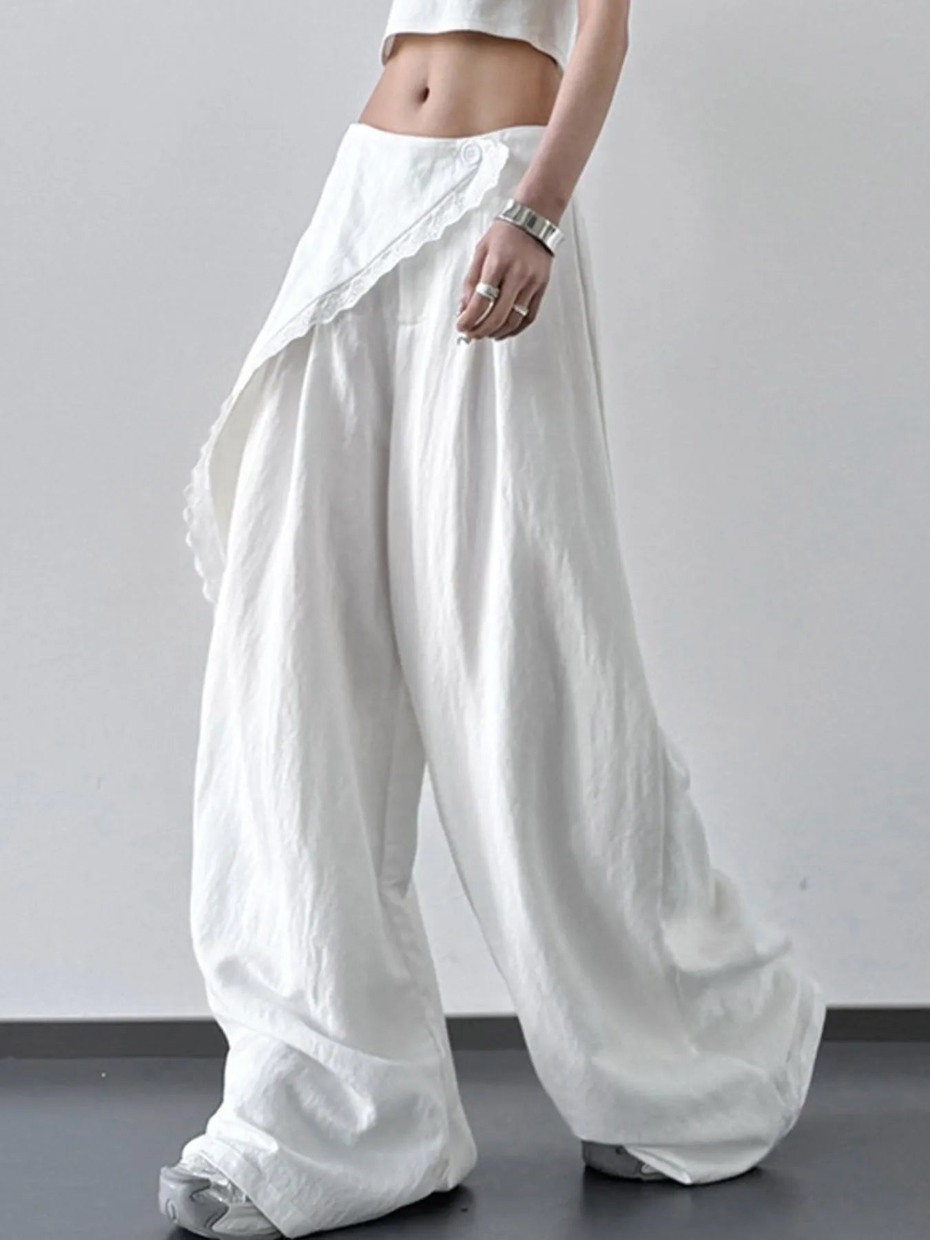Lace Detail Wide Leg Pants