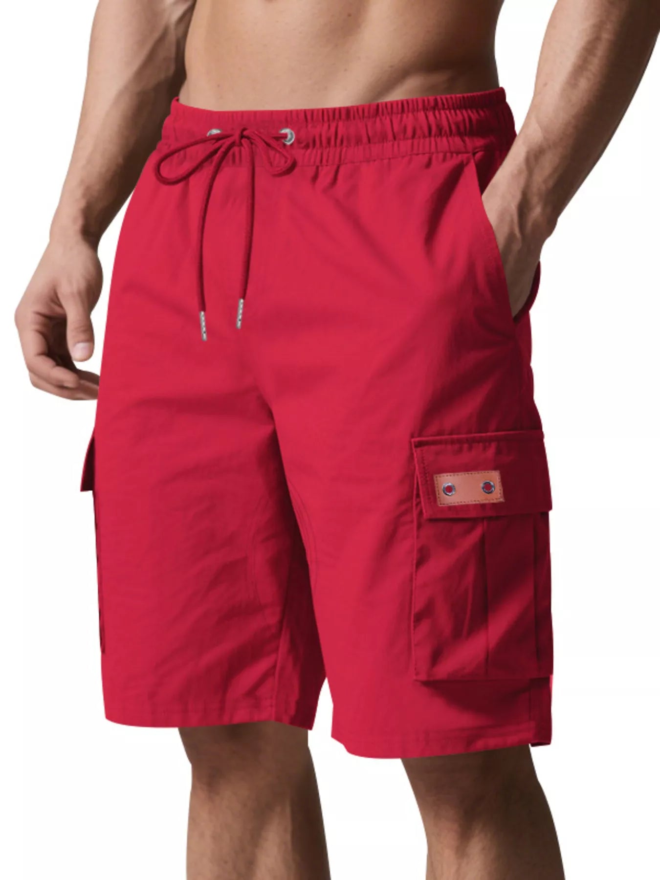 Men's Full Size Cargo Shorts with Drawstring Plus Size