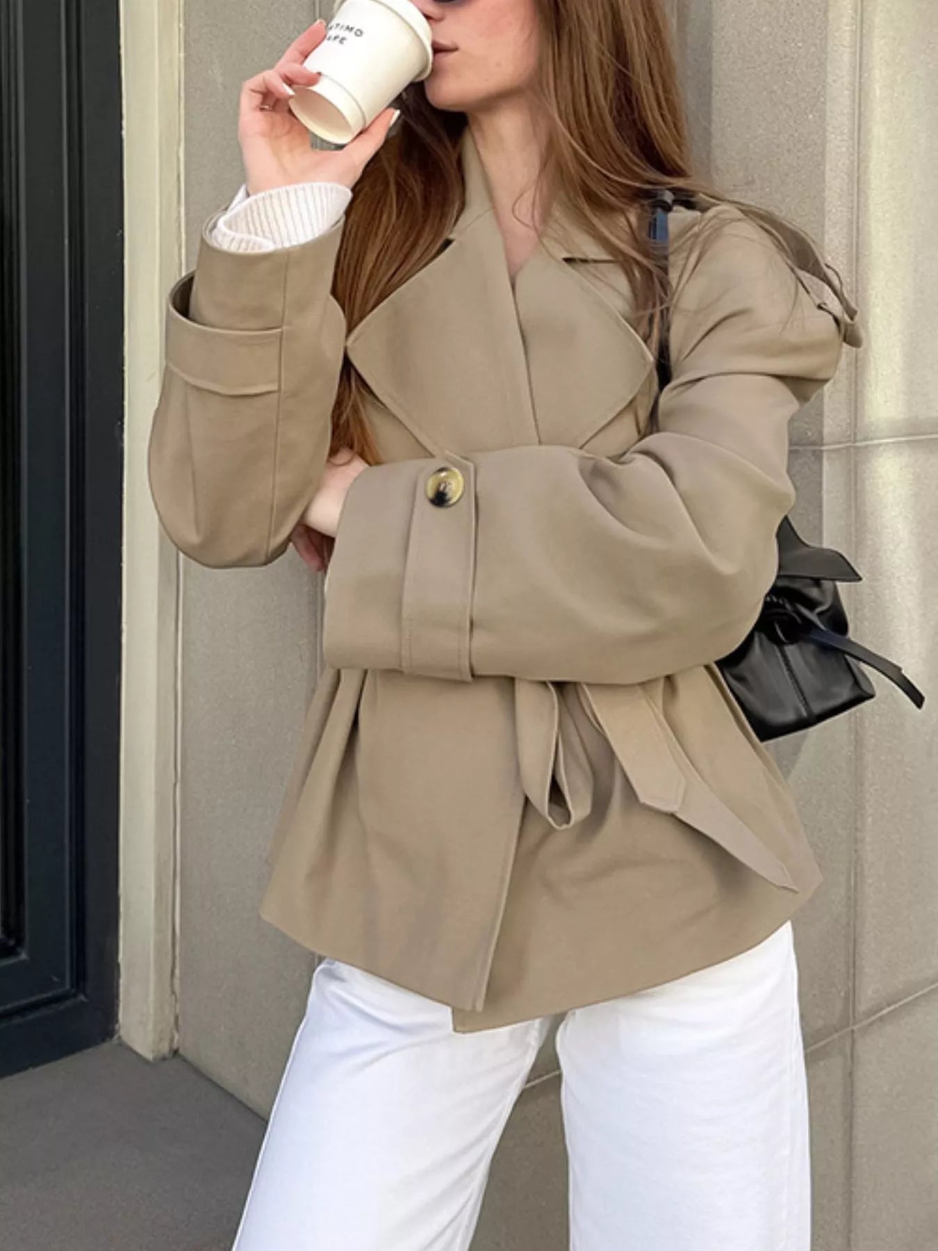 Chic Double-Breasted Belted Trench Coat