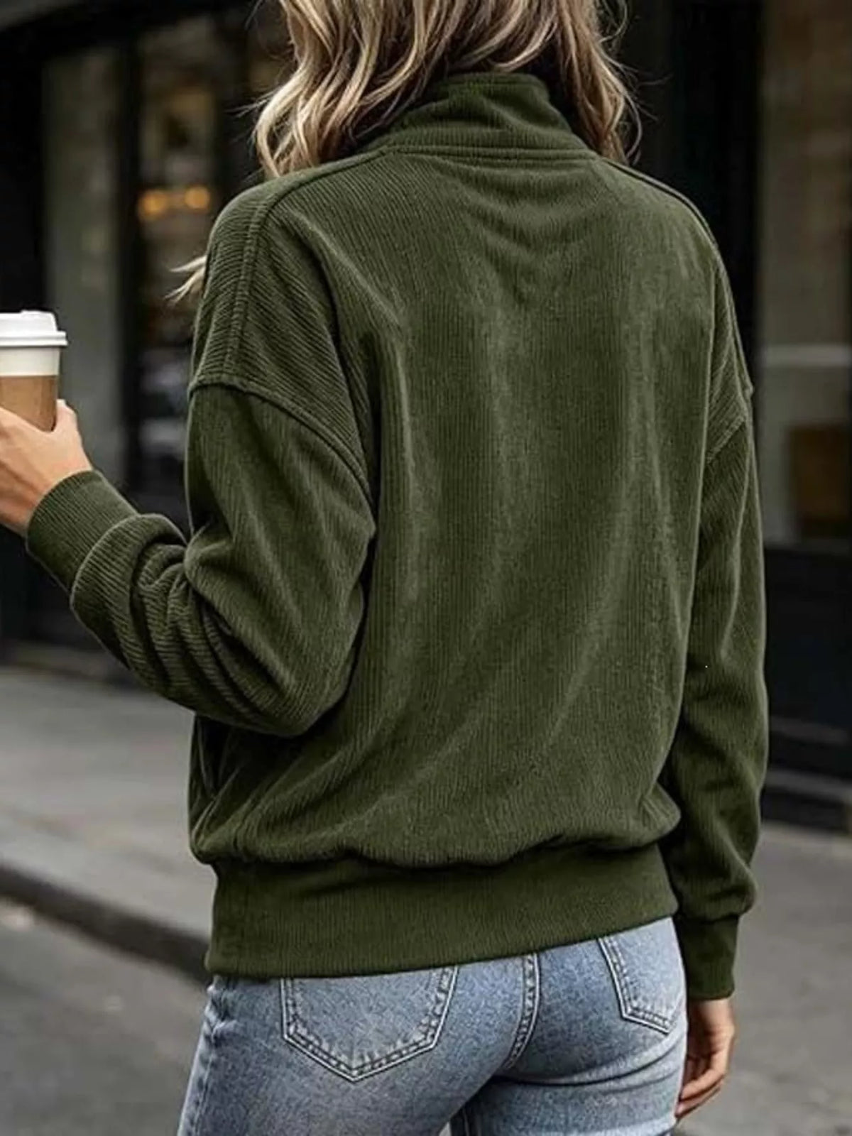 Full Size Quarter Snap Kangaroo Pocket Sweatshirt Plus Size