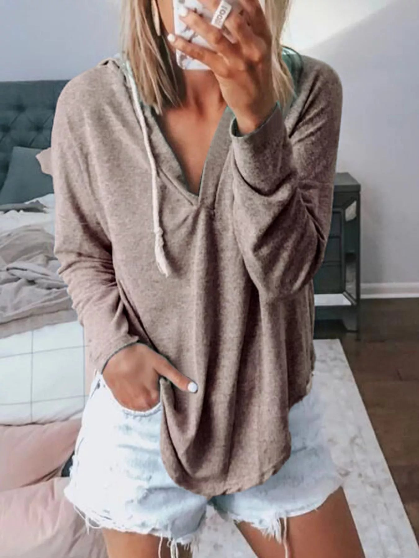 Full Size Drawstring Long Sleeve Hoodie Plus Size