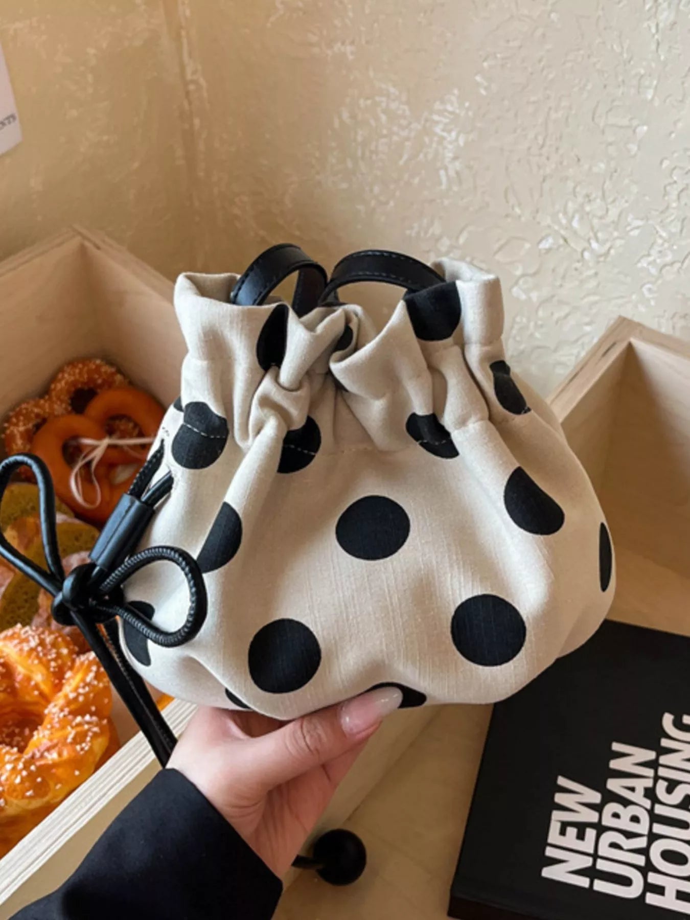 Polka Dot Drawstring Crossbody Bag