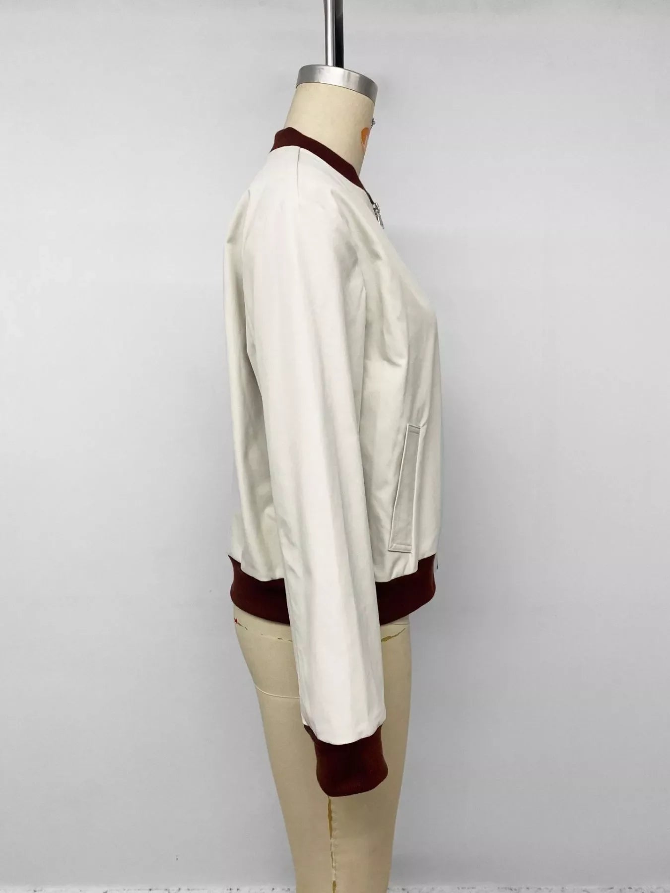 Contrast Trim Zip Up Jacket