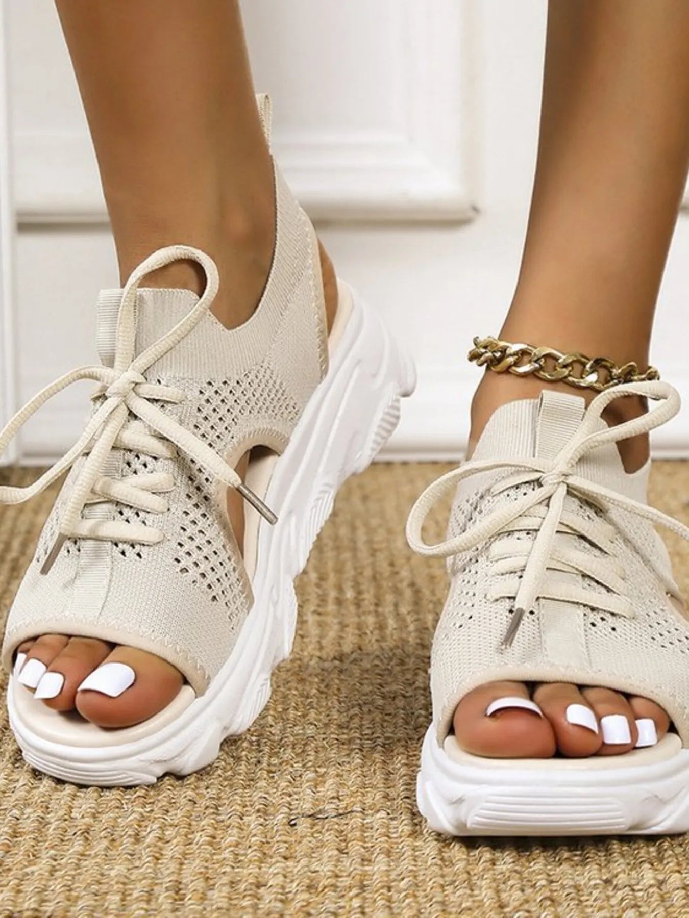Open Toe Lace Up Sandals