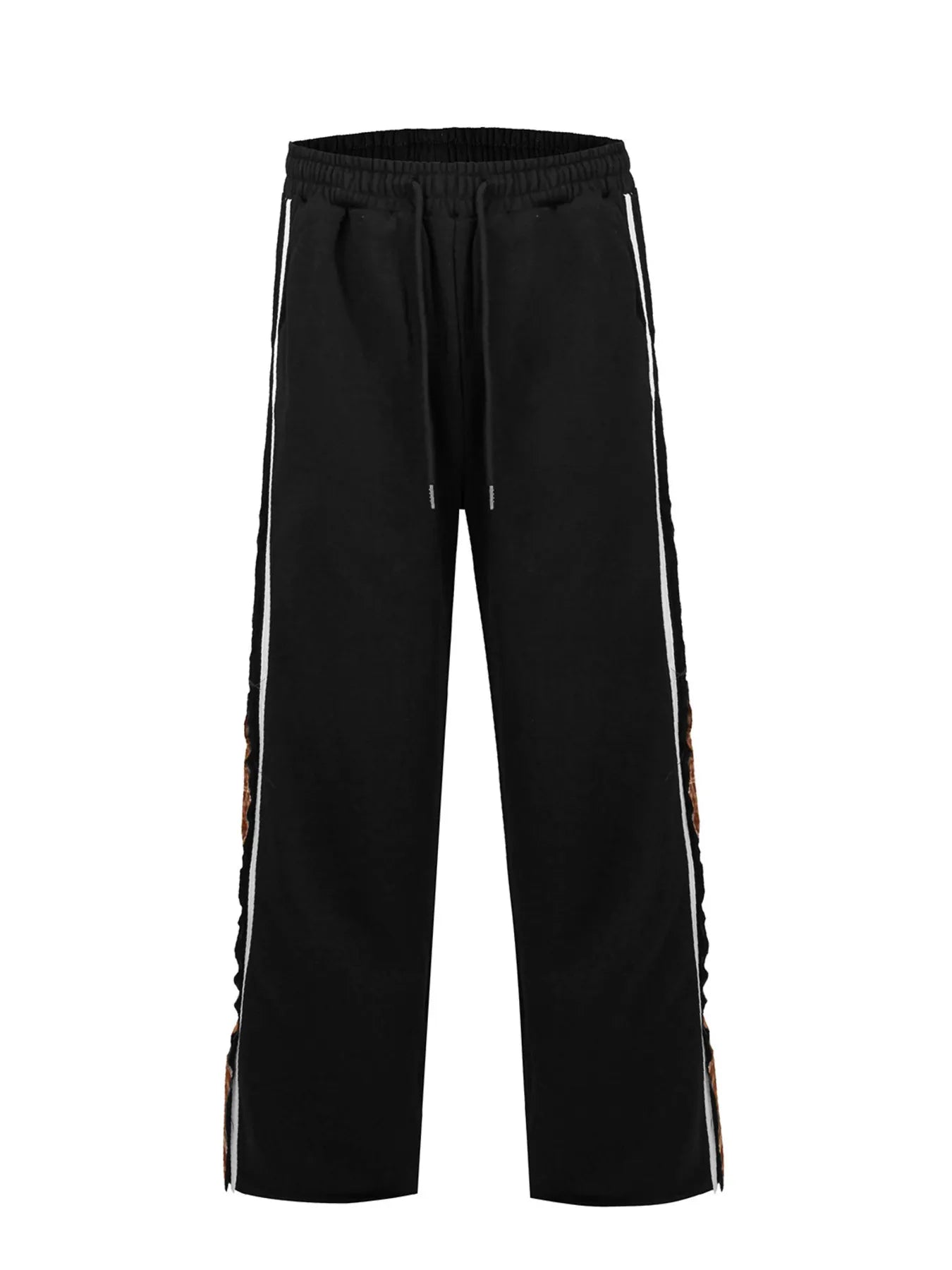 Men's Drawstring Patchwork Plaid Wide Leg Pants