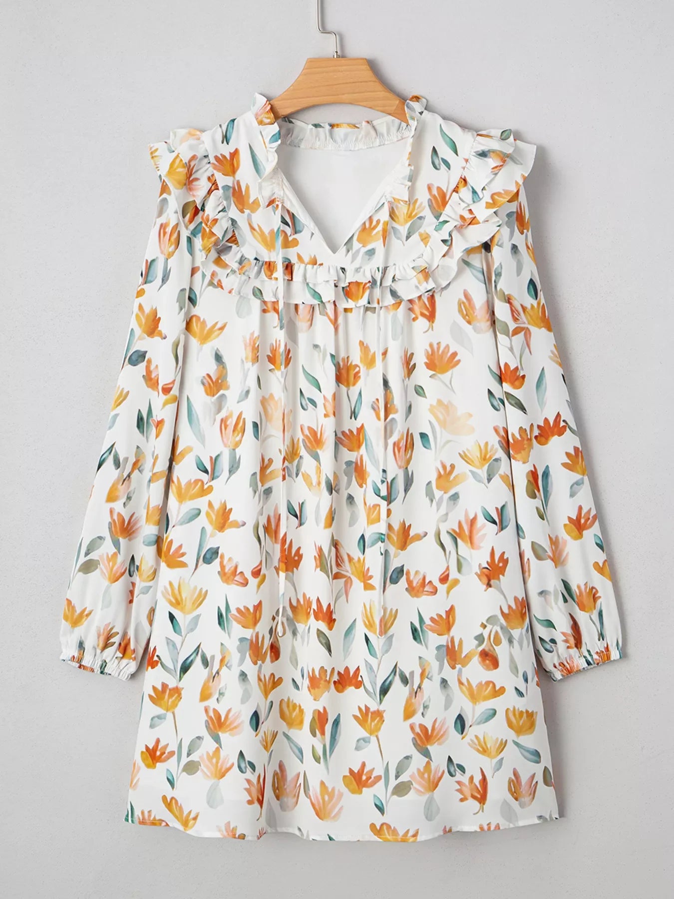 Bohemian Floral Print Ruffle Mini Dress