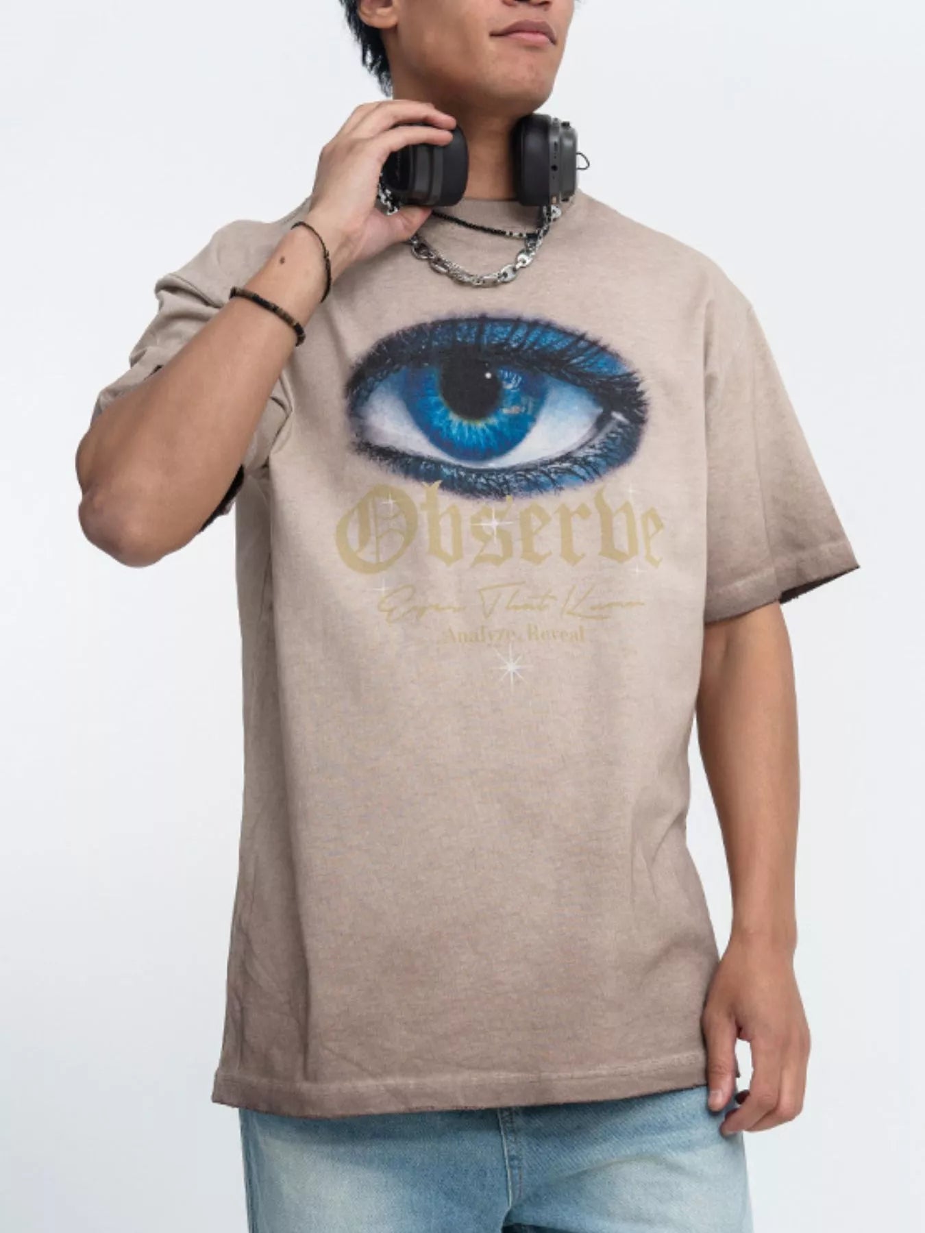 Men's Oversized Eye Graphic Short Sleeve T-Shirt