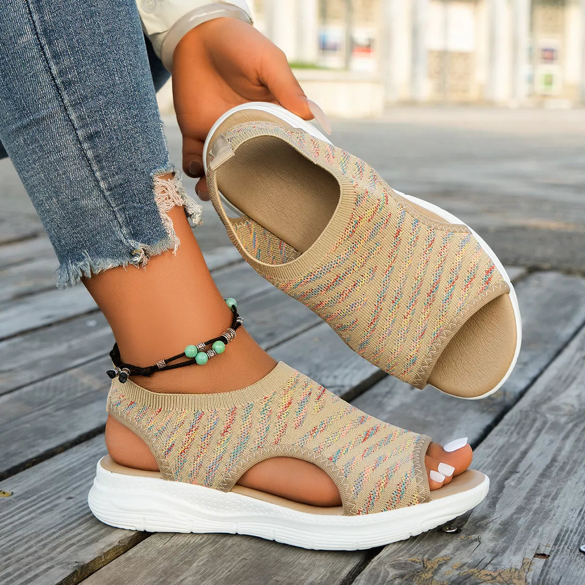 Peep Toe Flats Sandals