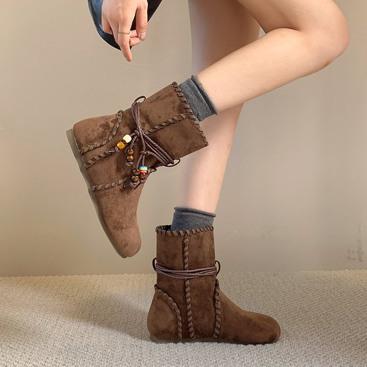 Women's Vintage Tassel Suede Ankle Boots – Invisible Heightening Slim-Fit
